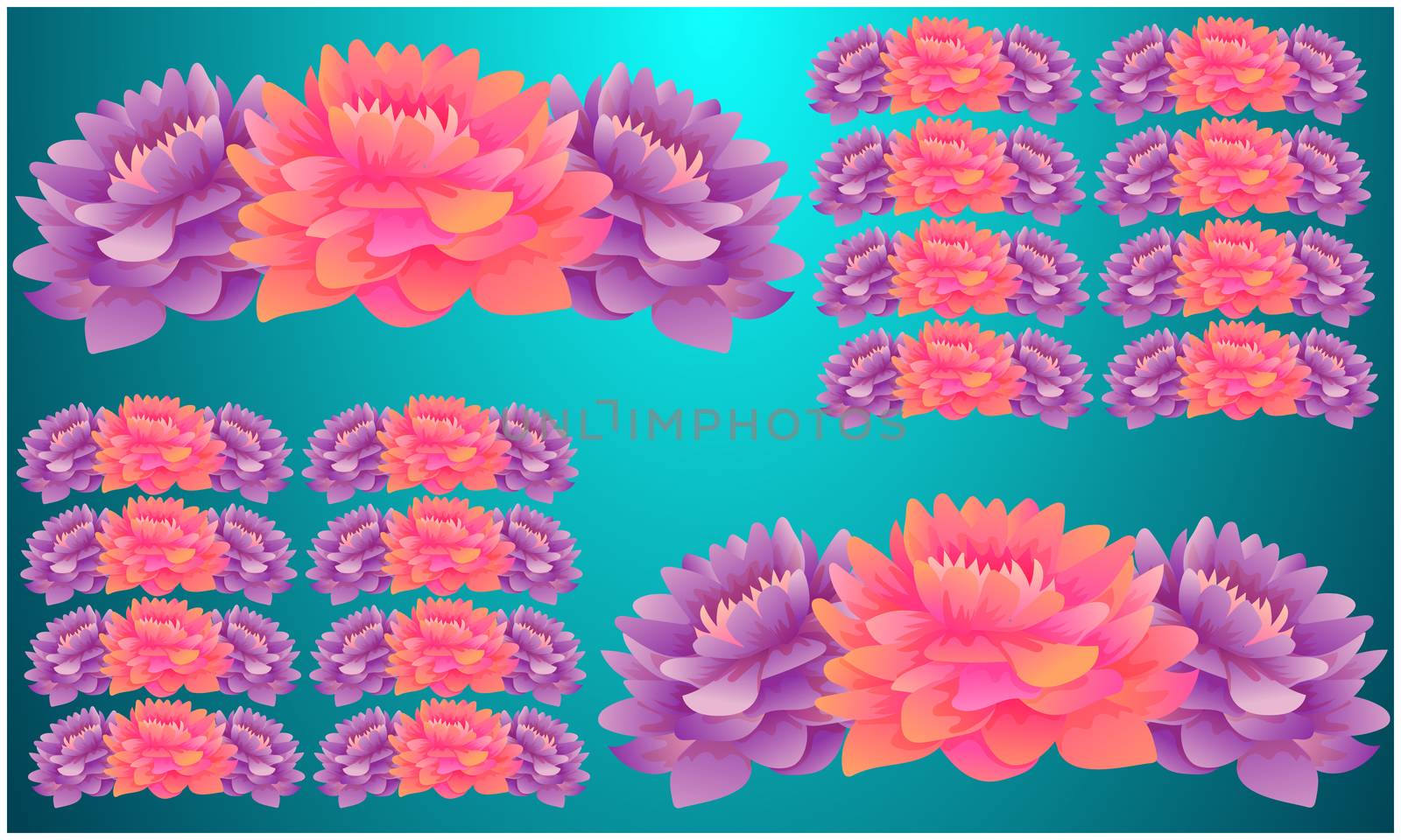 Digital Textile design of flowers on abstract backgrounds
