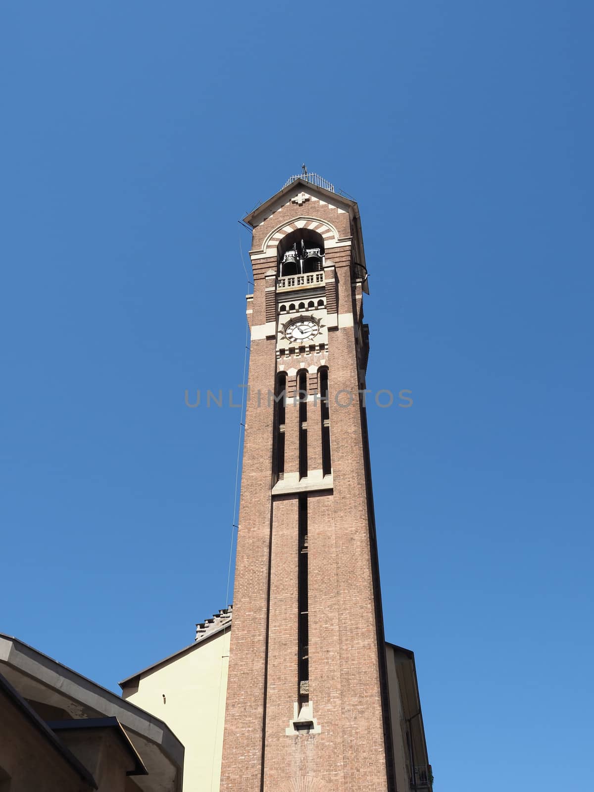 Steeple of Chiesa di San Giuseppe church in Turin, Italy