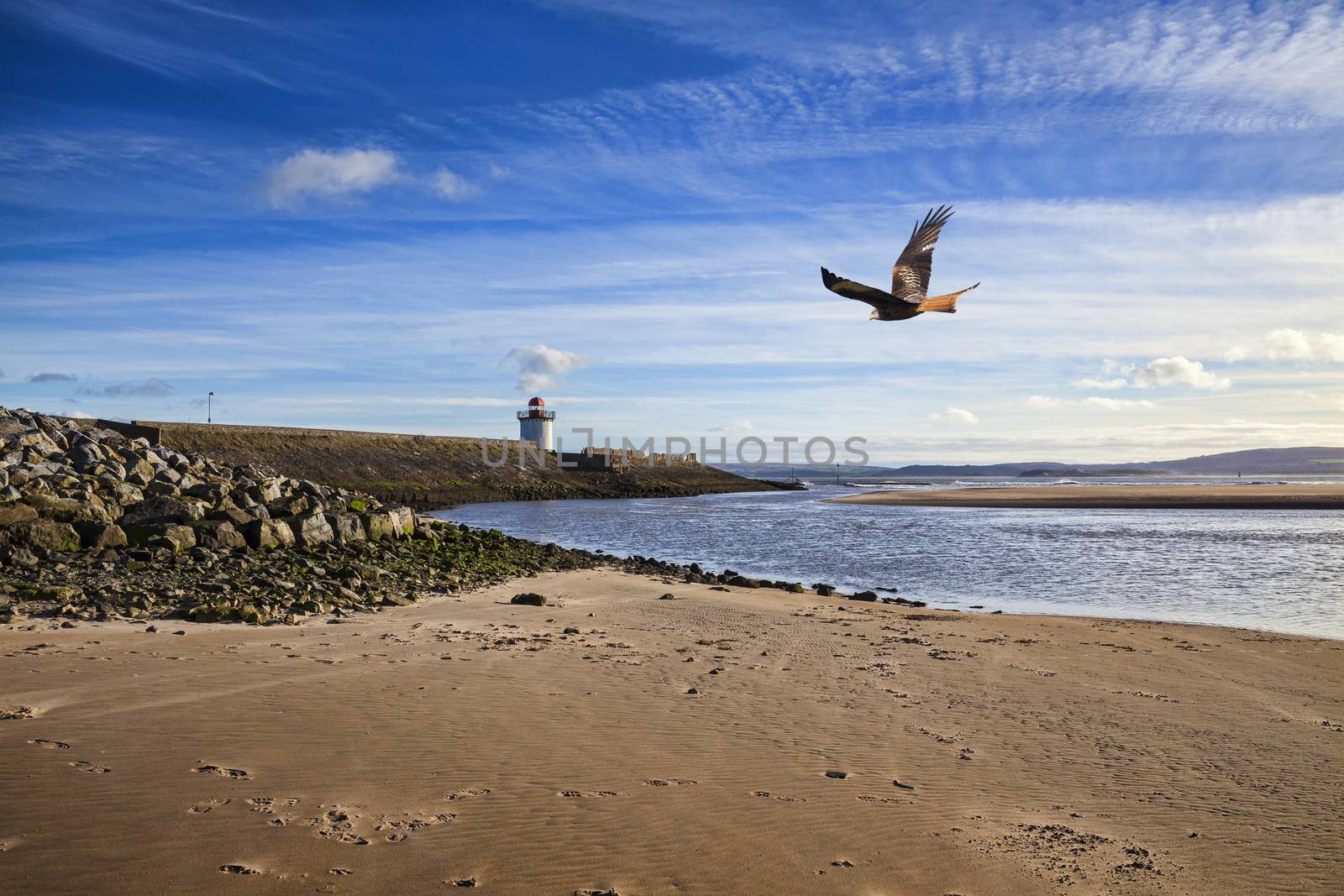 Georgian Lighthouse at Burry Port Carmarthenshire Wales near the by ant