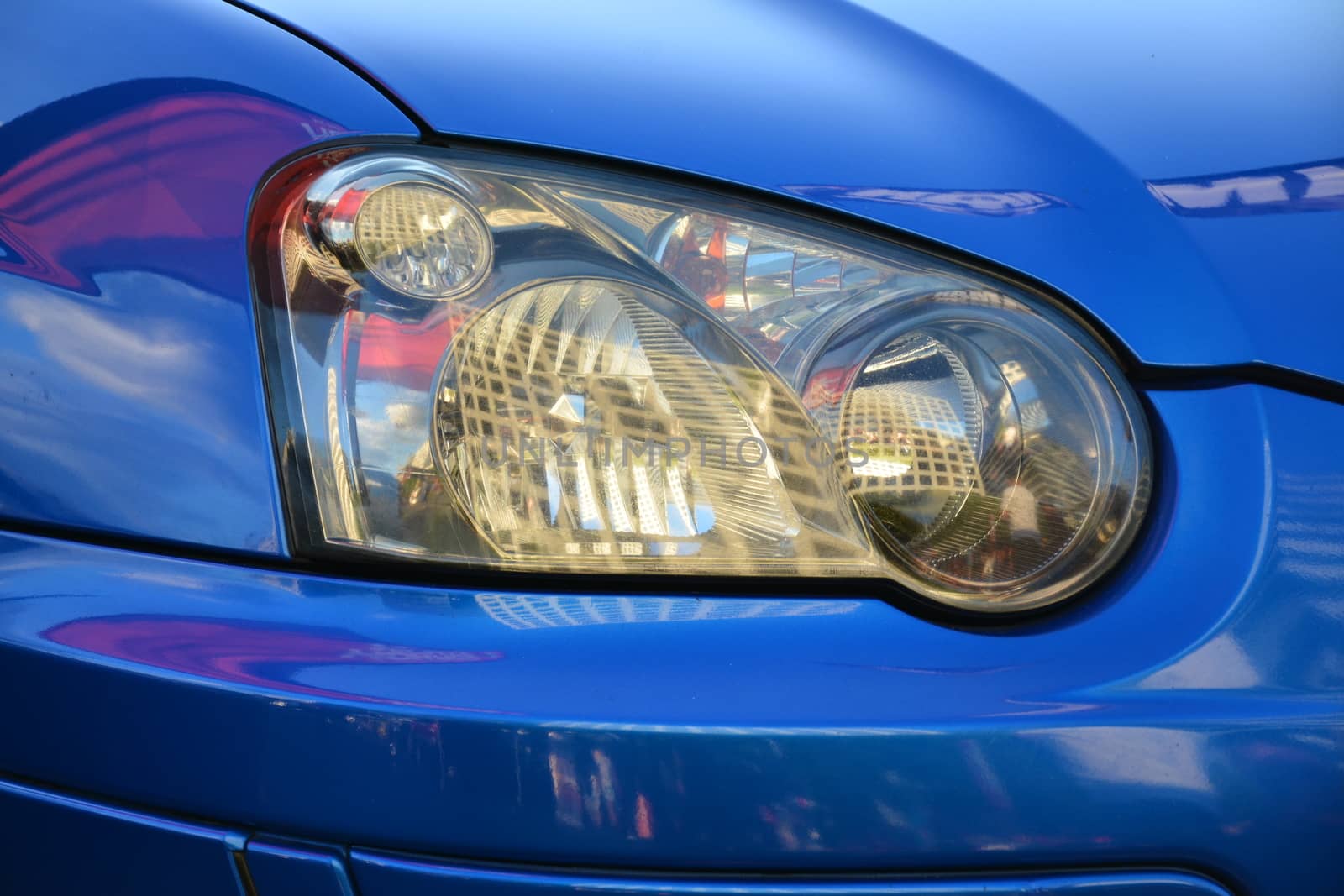 PASAY, PH - DEC 8 - Subaru impreza sti headlight at Bumper to Bumper car show on December 8, 2018 in Pasay, Philippines.