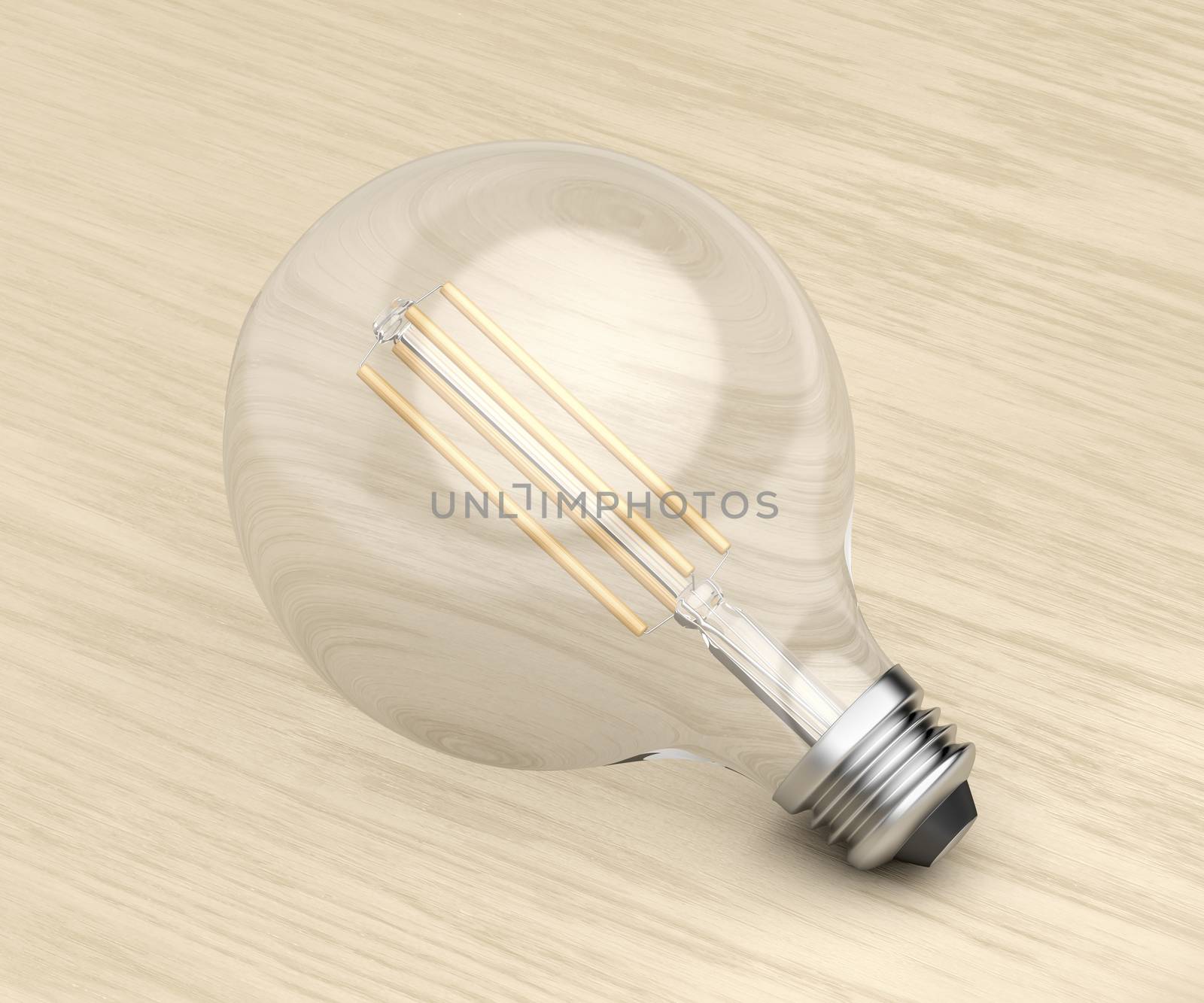 Decorative LED bulb on wood by magraphics