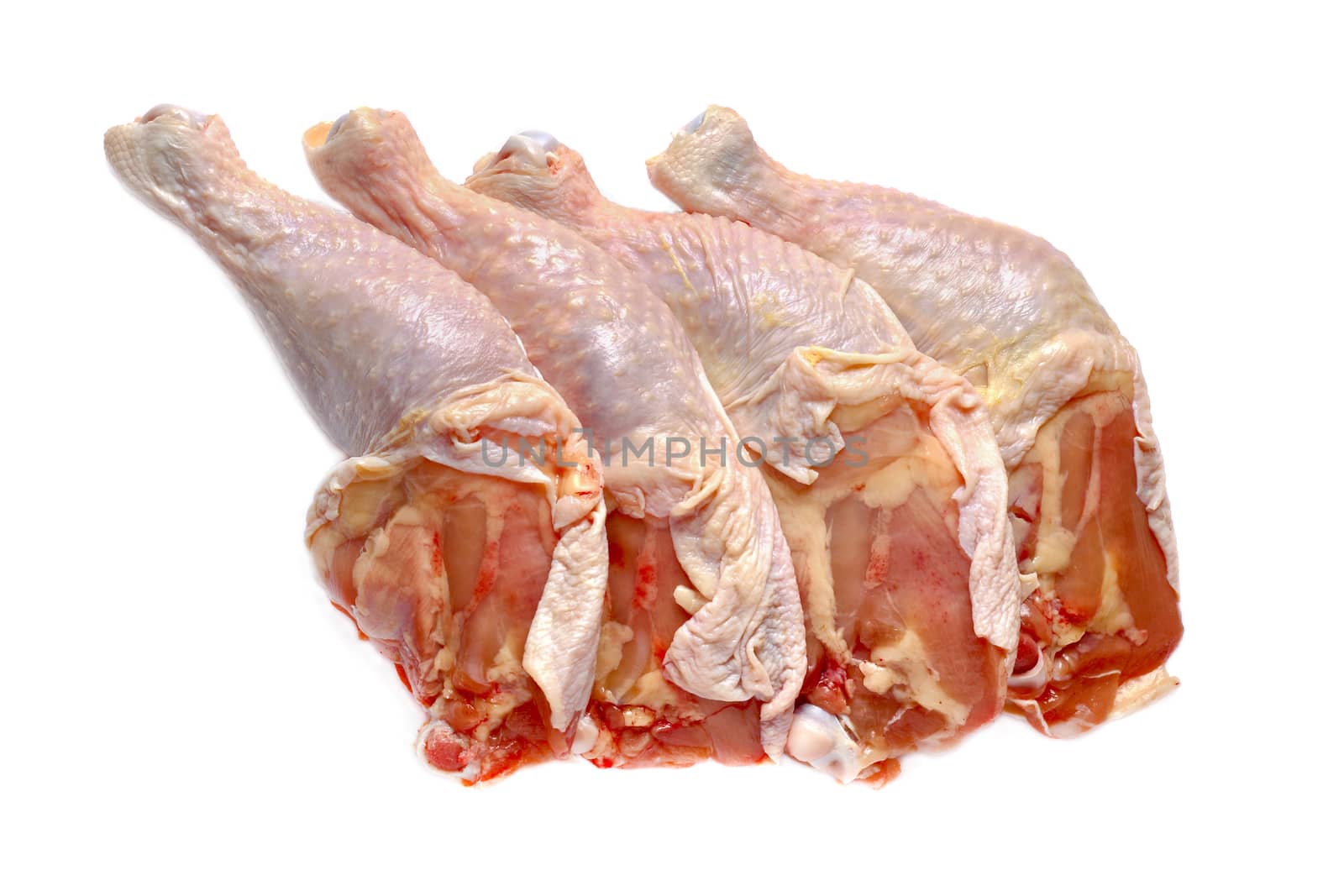 Raw chicken's legs isolated against white background 