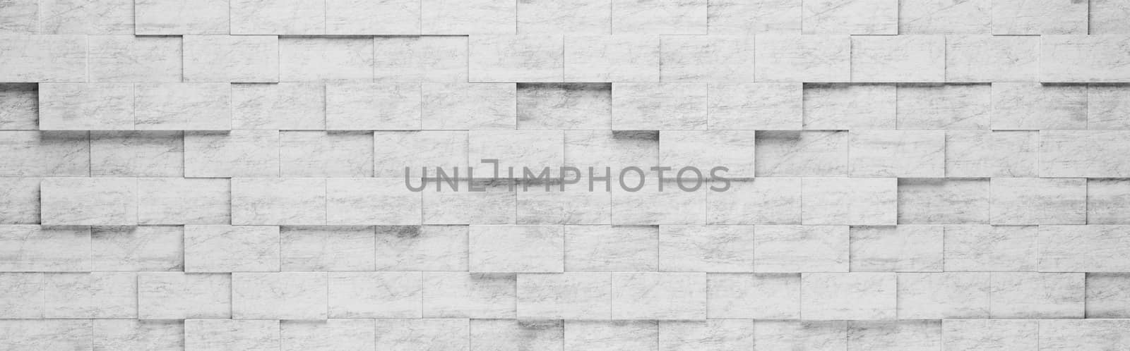 Wall of Gray Rectangles Tiles Arranged in Random Height 3D Pattern Background Illustration