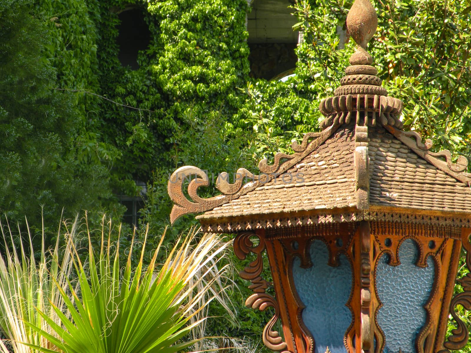 Street stylish wooden street lamp in the park by mtx