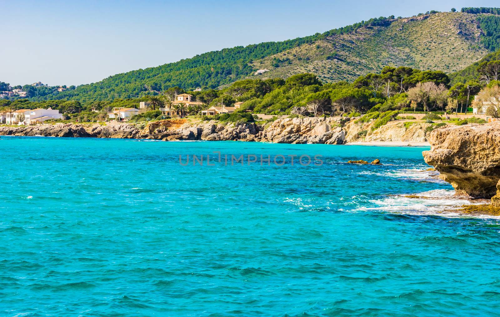 Coastline in Cala Rajada on Mallorca, Spain Balearic islands