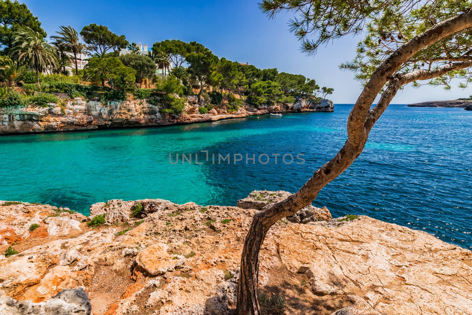 Island scenery on Mallorca, beautiful seaside of of Cala Serena beach in Cala D'or