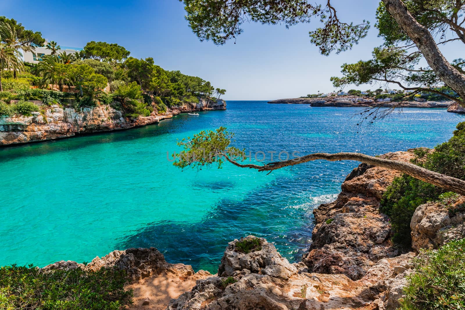 Island scenery on Mallorca, beautiful seaside bay of Cala Serena beach in Cala Dor