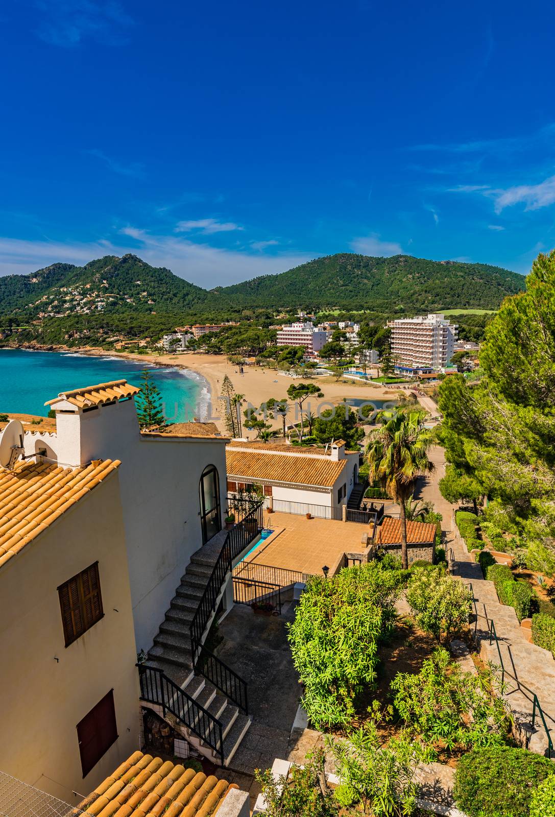 Beautiful view of Canyamel bay, coastline on Majorca island, Spain Mediterranean Sea