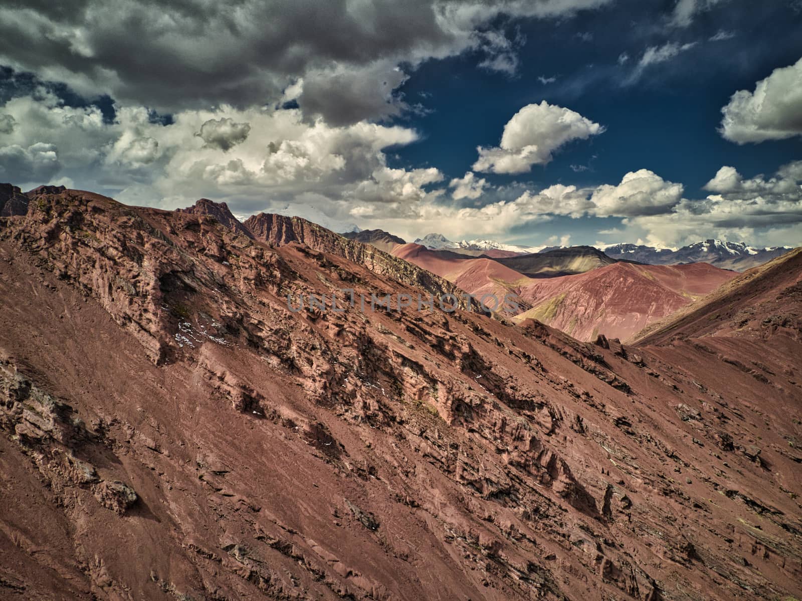 Aerial view of high-mountain landscape in Andes, South America