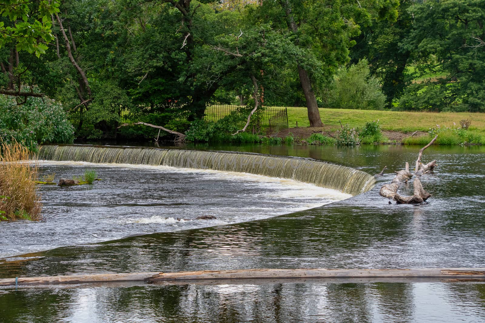 Horseshoe Falls a semicircular weir which feeds the Llangollen canal, Wales.