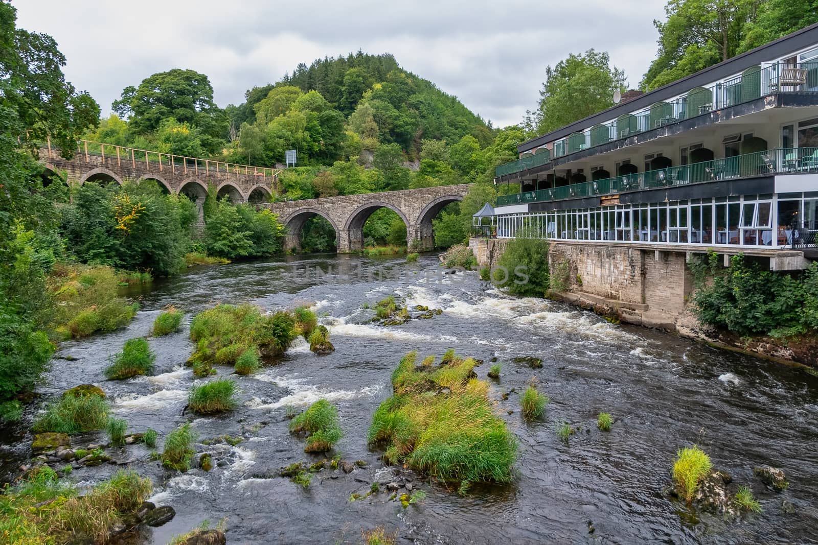 Scenic view of the river Dee at Llangollen in Wales