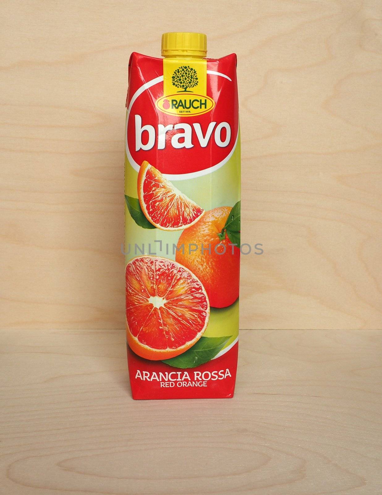 RANKWEIL - APR 2020: Rauch red orange juice packet by claudiodivizia
