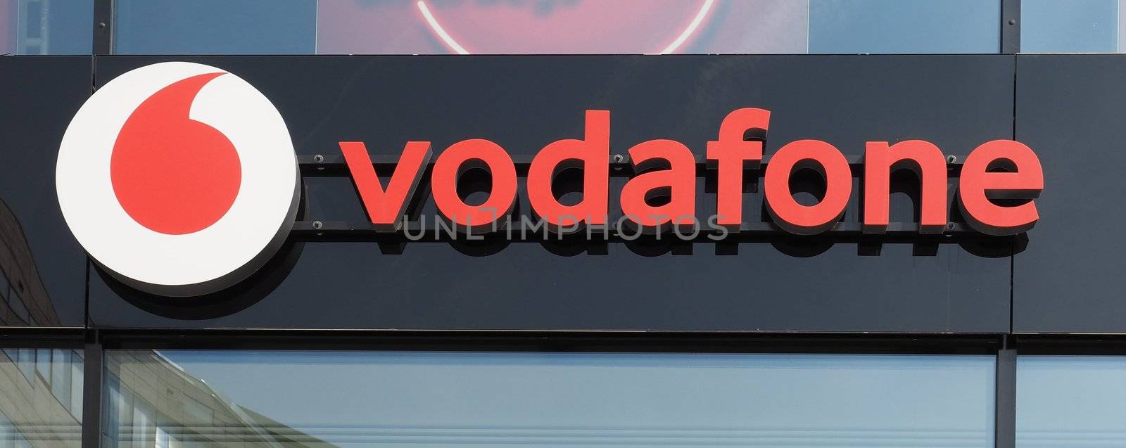 DUeSSELDORF - AUG 2019: Vodafone sign by claudiodivizia