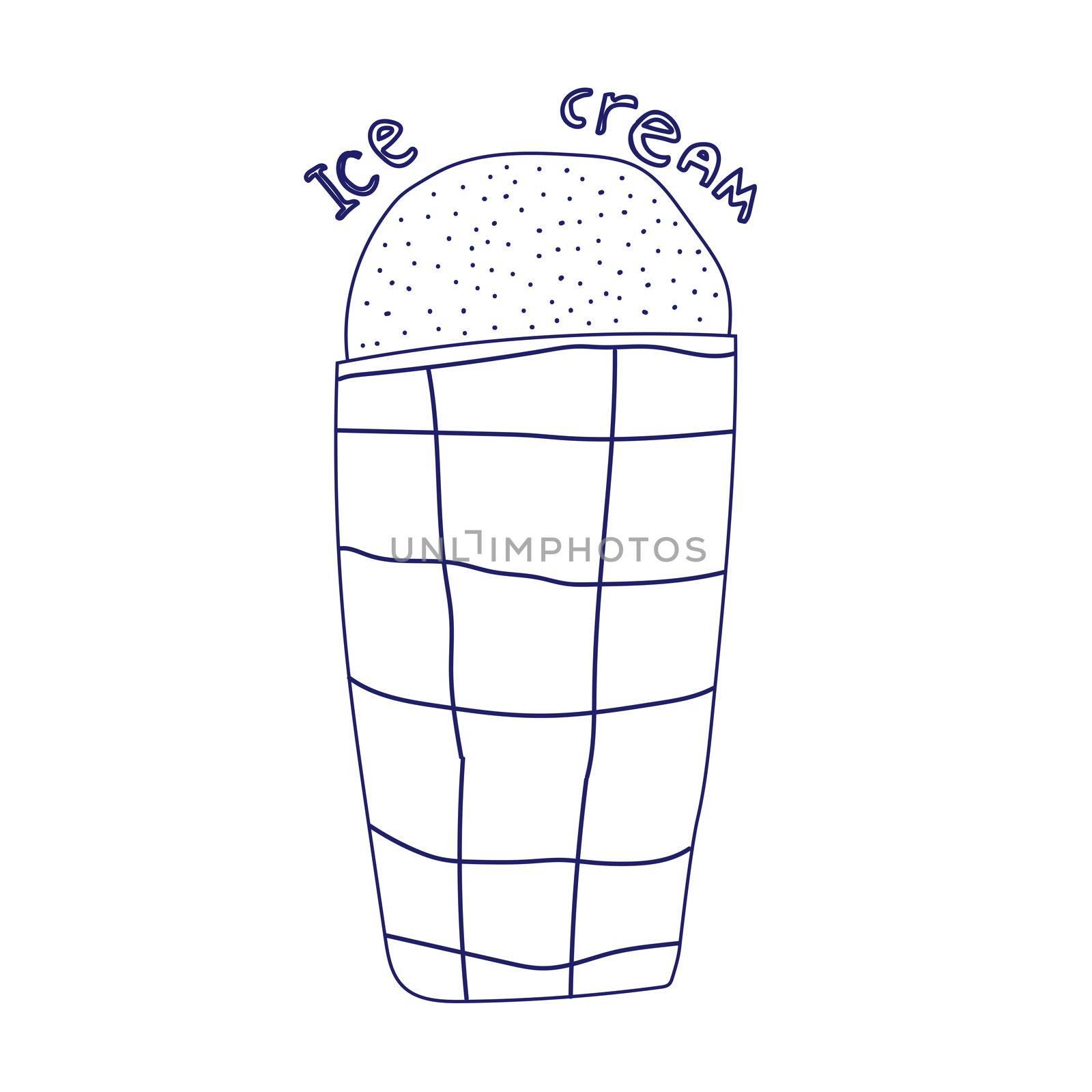 Doodle ice cream cone frozen dessert style sketch in format.