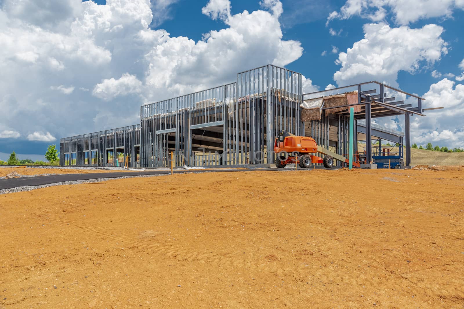 Horizontal shot of a commercial construction site with copy space.