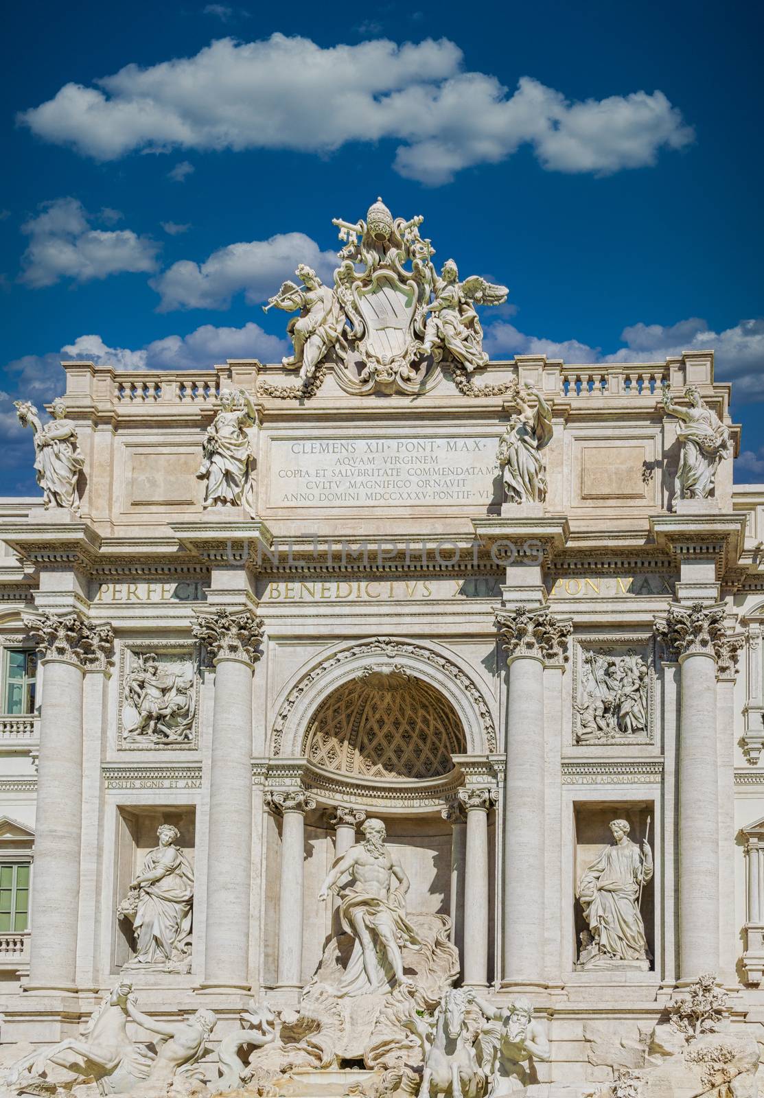 Details on the Trevi Fountain in Rome, Italy