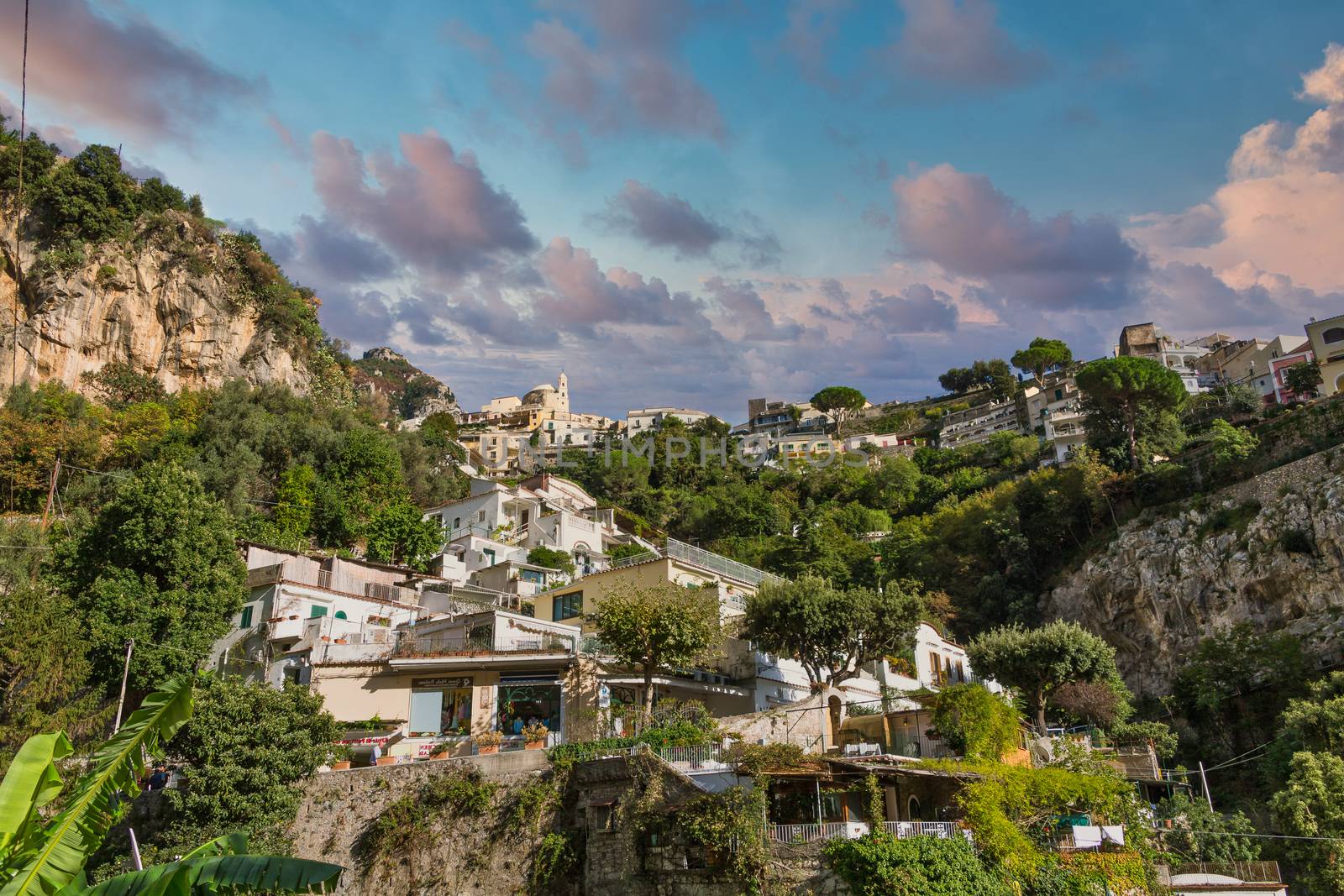 Many Homes up Hillside in Positano
