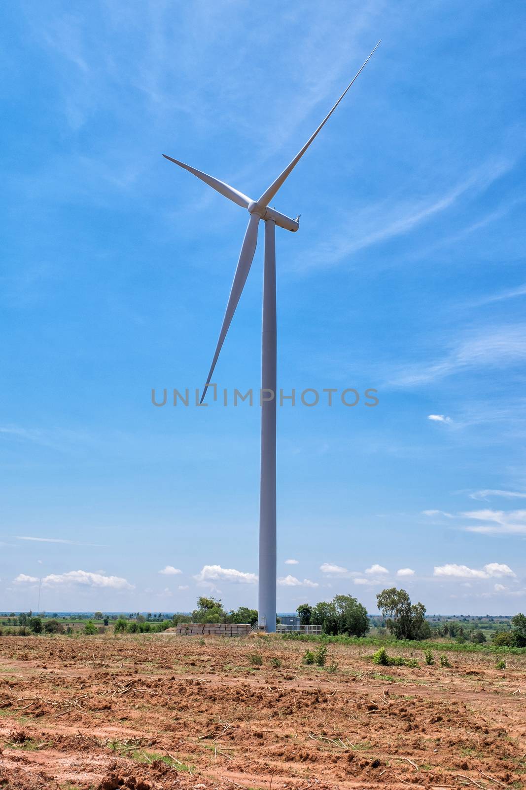 Wind turbine power at daylight  by Surasak