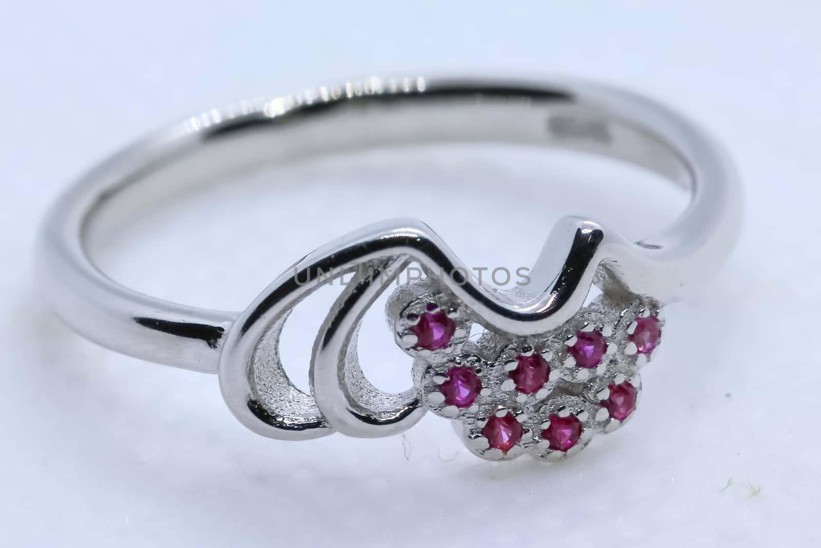 pink stone silver ring with white background by 9500102400