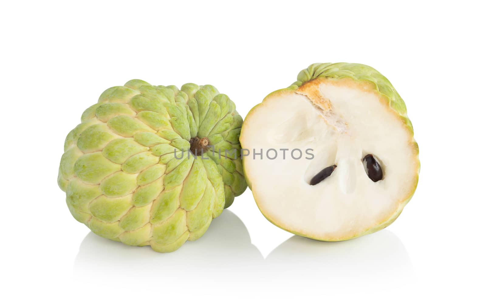 Fresh ripe Sugar apple or custard apple fruit isolated on white  by pt.pongsak@gmail.com