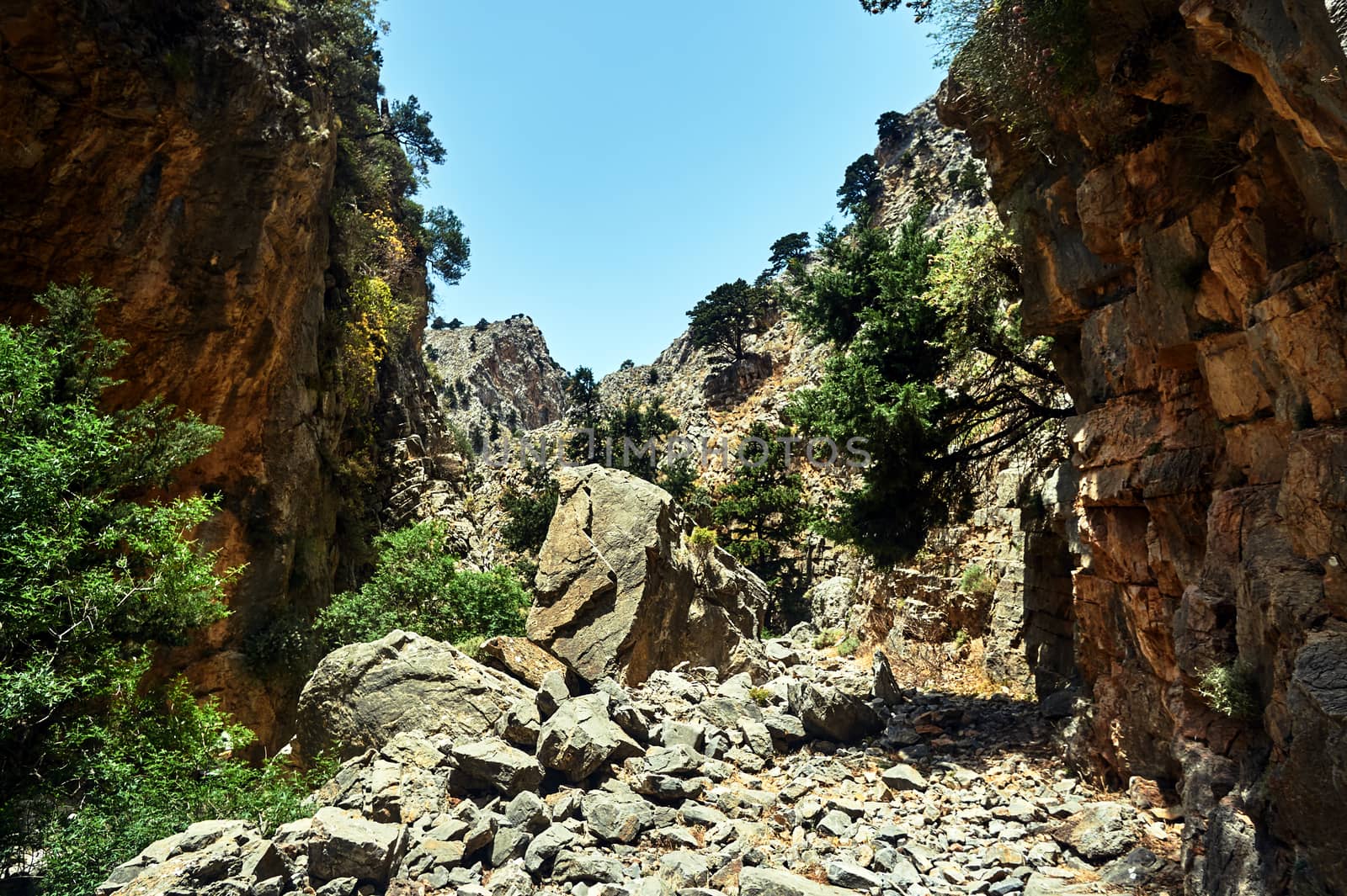 The rocky cliffs of Imbros Gorge on the southern part of the island of Crete in Greece