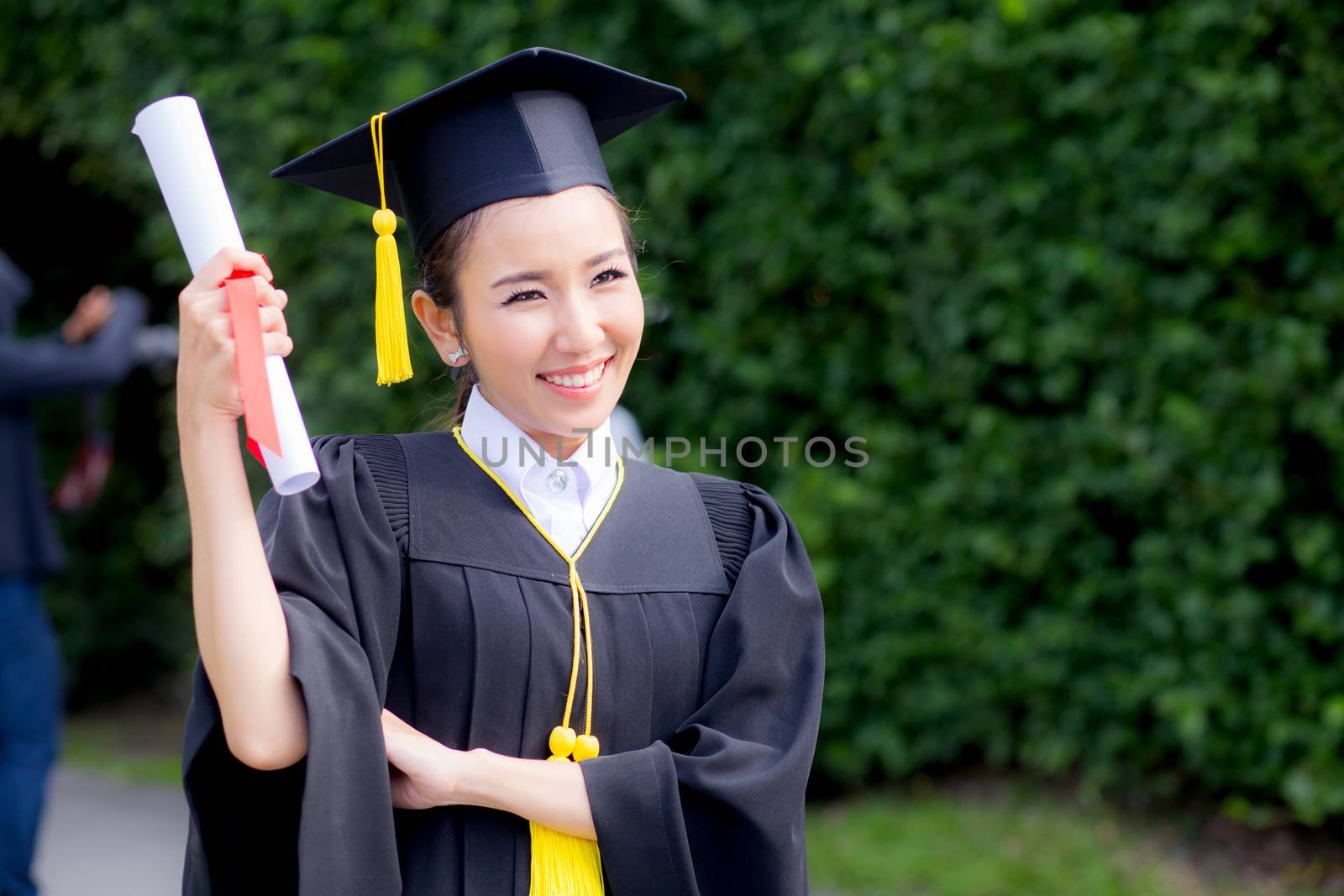 Happy graduated student girl, congratulations - graduate education success - concept education.