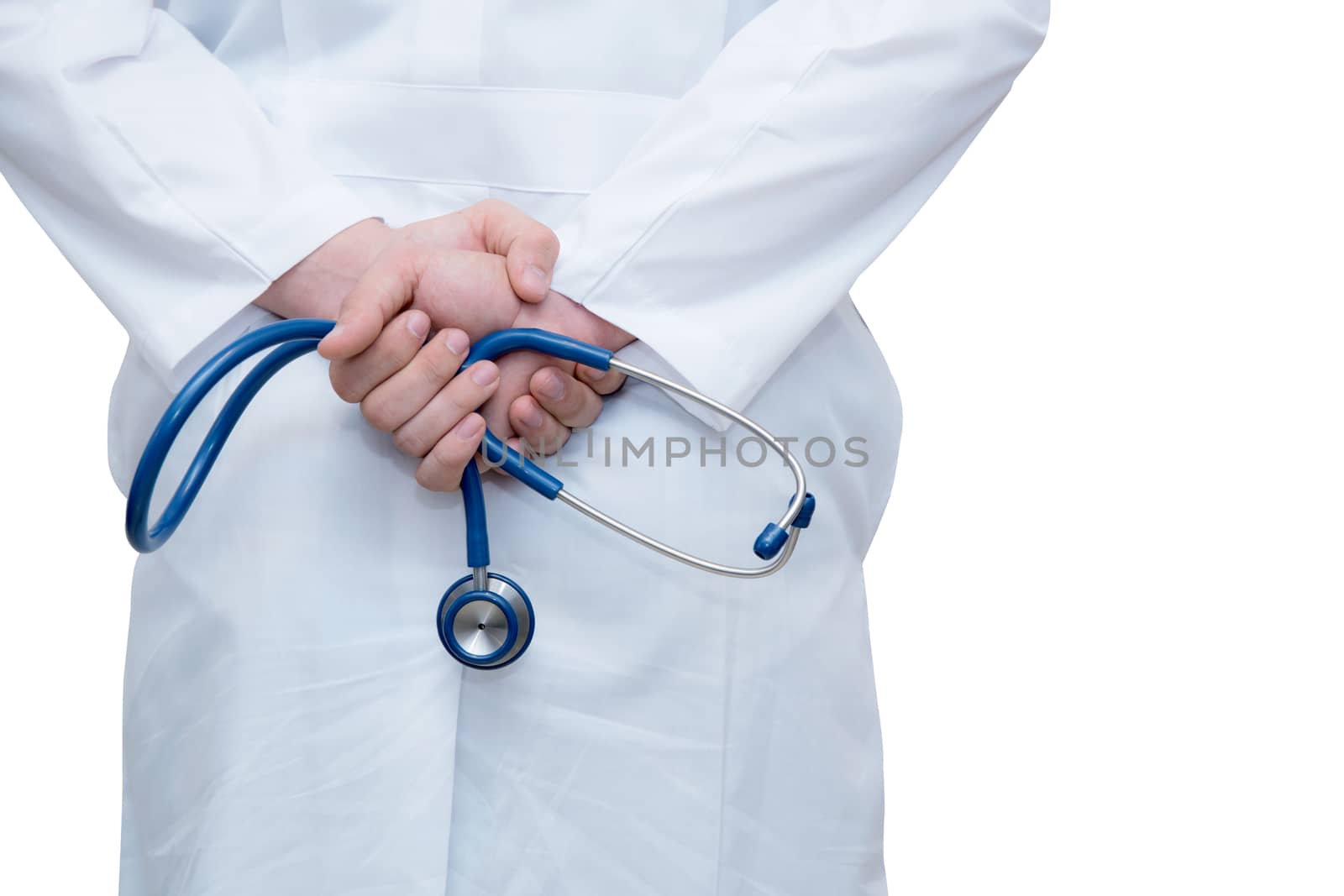 Doctor with stethoscope isolated on white background