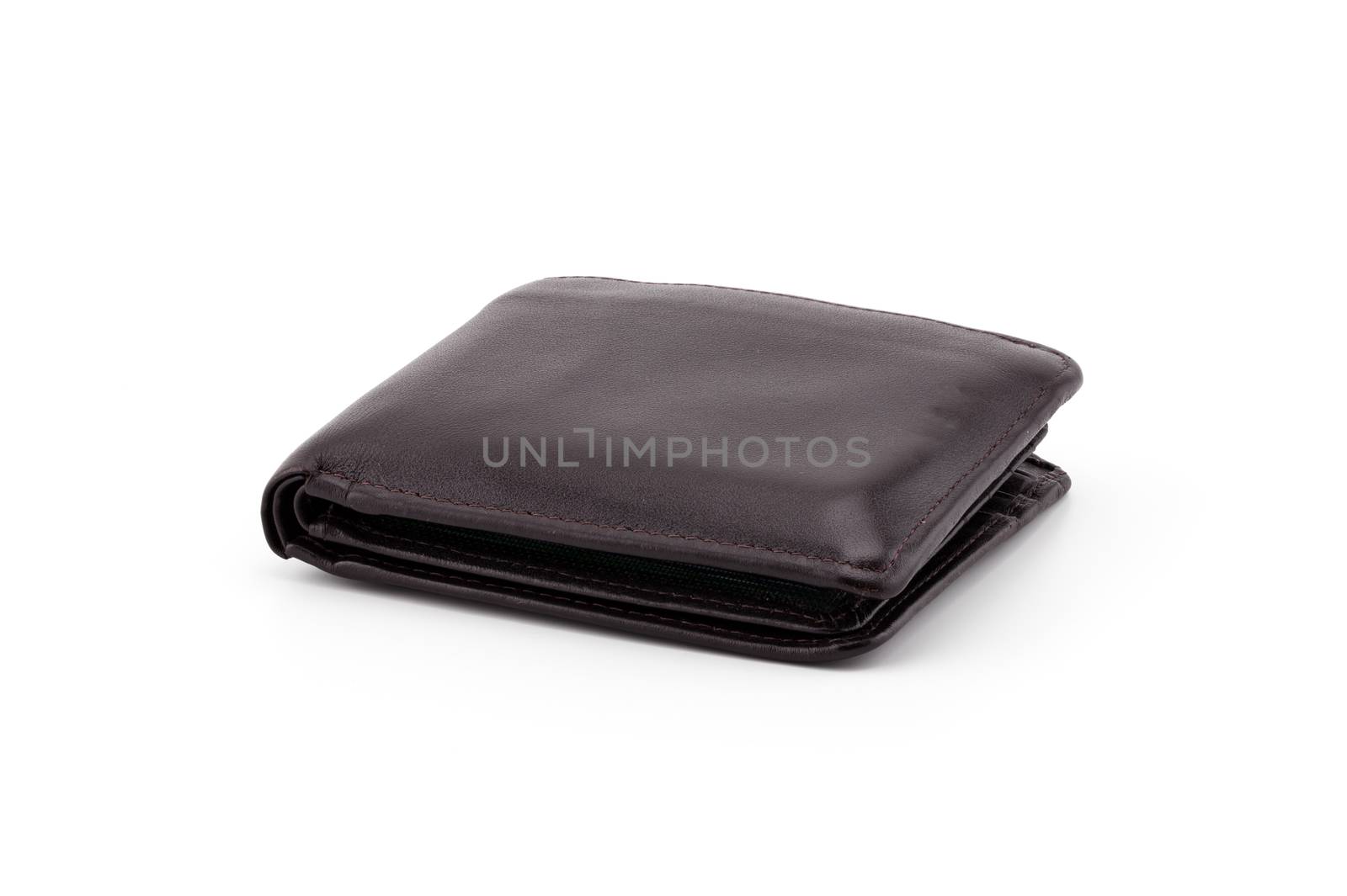 Old Brown wallet isolated on white background - clipping part.