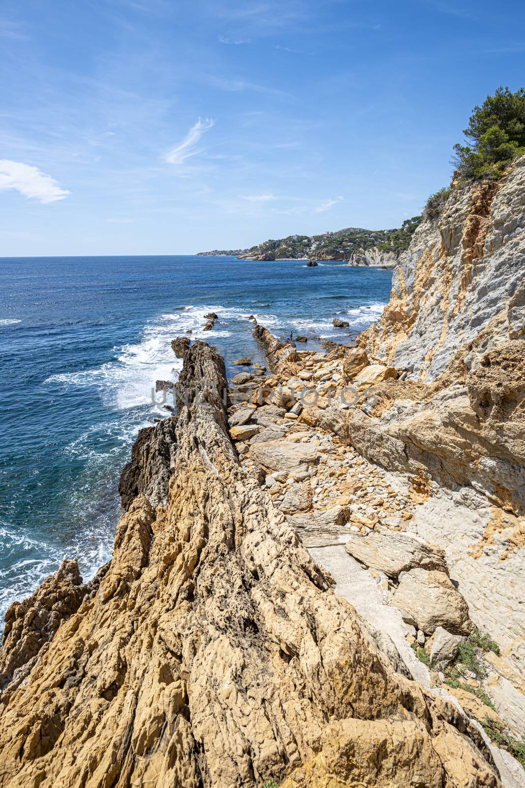 Landscape of Rocky area near the Mediterranean sea at the Calanque of Figuieres, creek of Figuieres, South of France, Europe