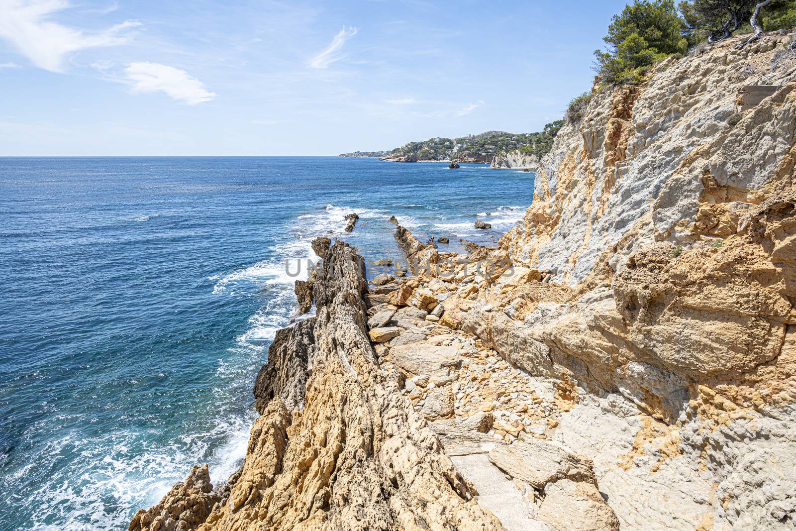 Landscape of Rocky area near the Mediterranean sea at the Calanque of Figuieres, creek of Figuieres, South of France, Europe