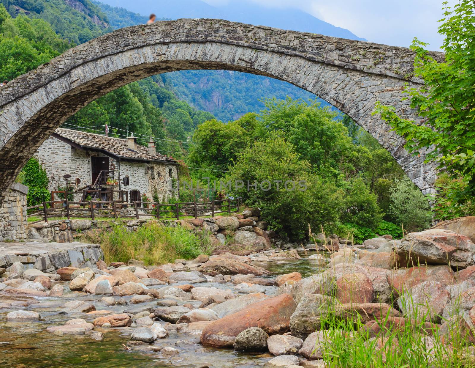  a   characteristic  bridge  of a piedmontese alpine village by moorea