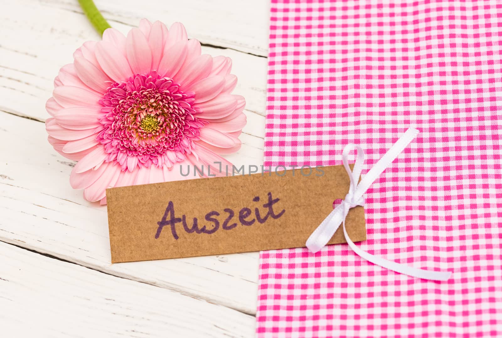 Pink flower and gift card for timeout by Vulcano