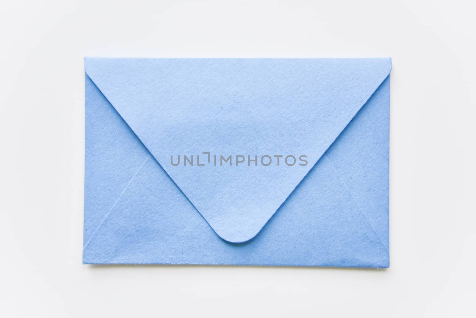 classic blue  closed envelope with round corners on the white background