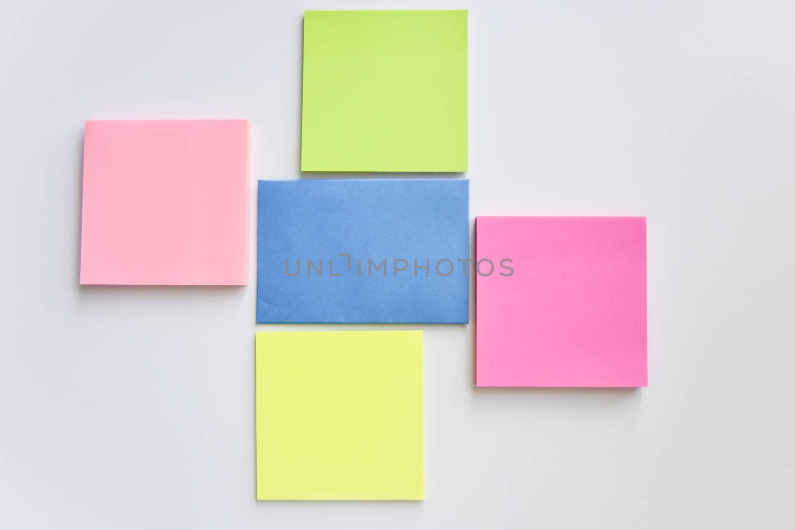 selective focus, bright colorful square blocks and blue rectangle in the center
