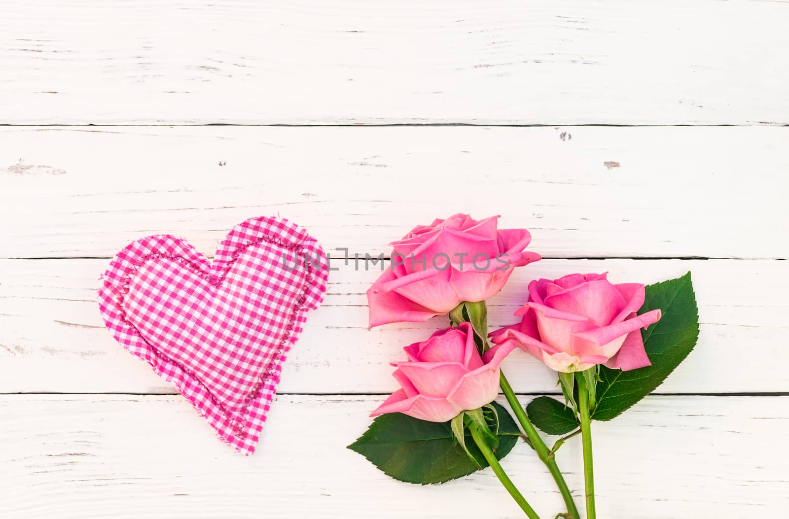 Mother's day pink roses and heart on white background by Vulcano