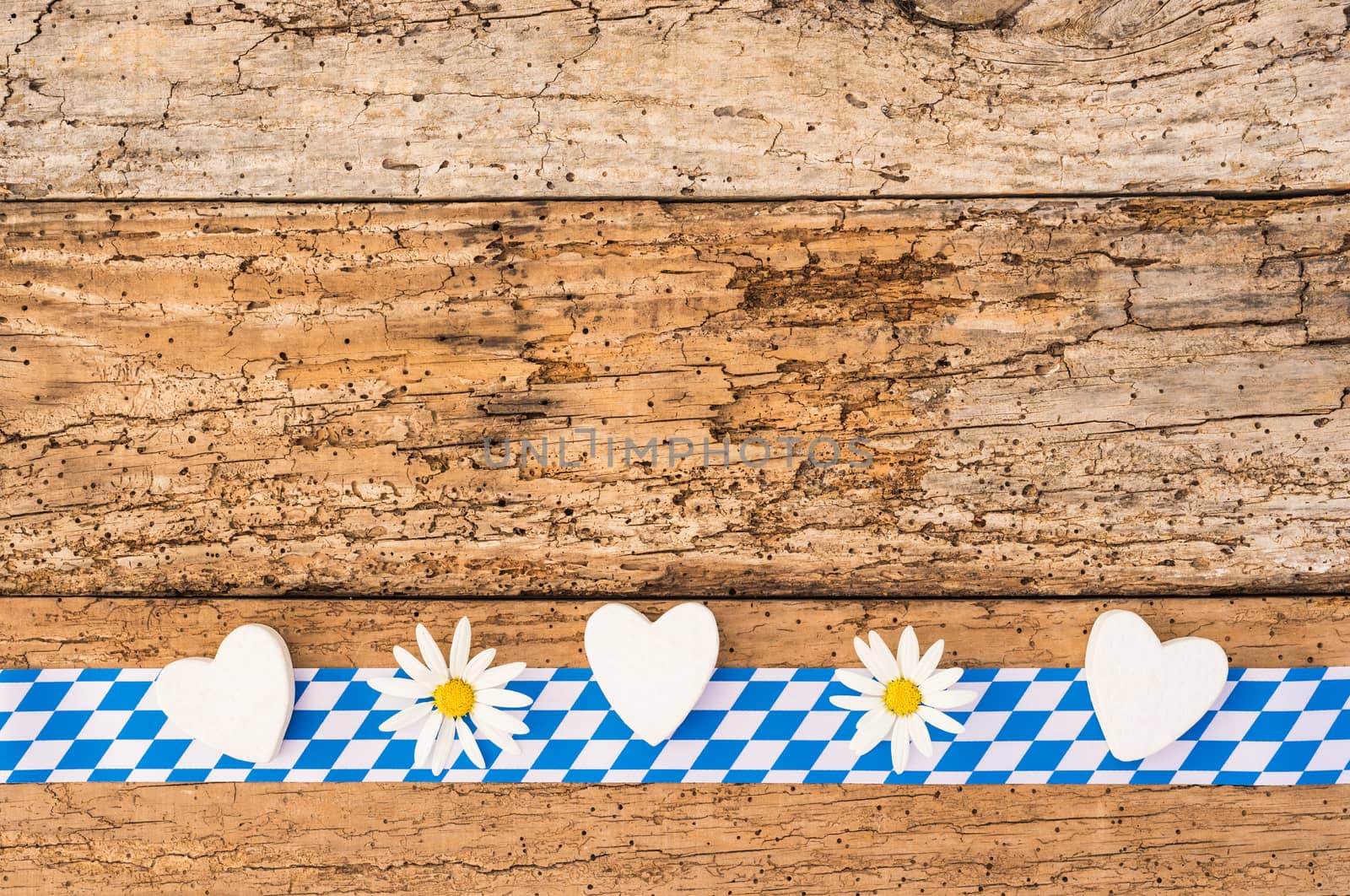 Rustic background for Oktoberfest Germany with traditional blue white pattern