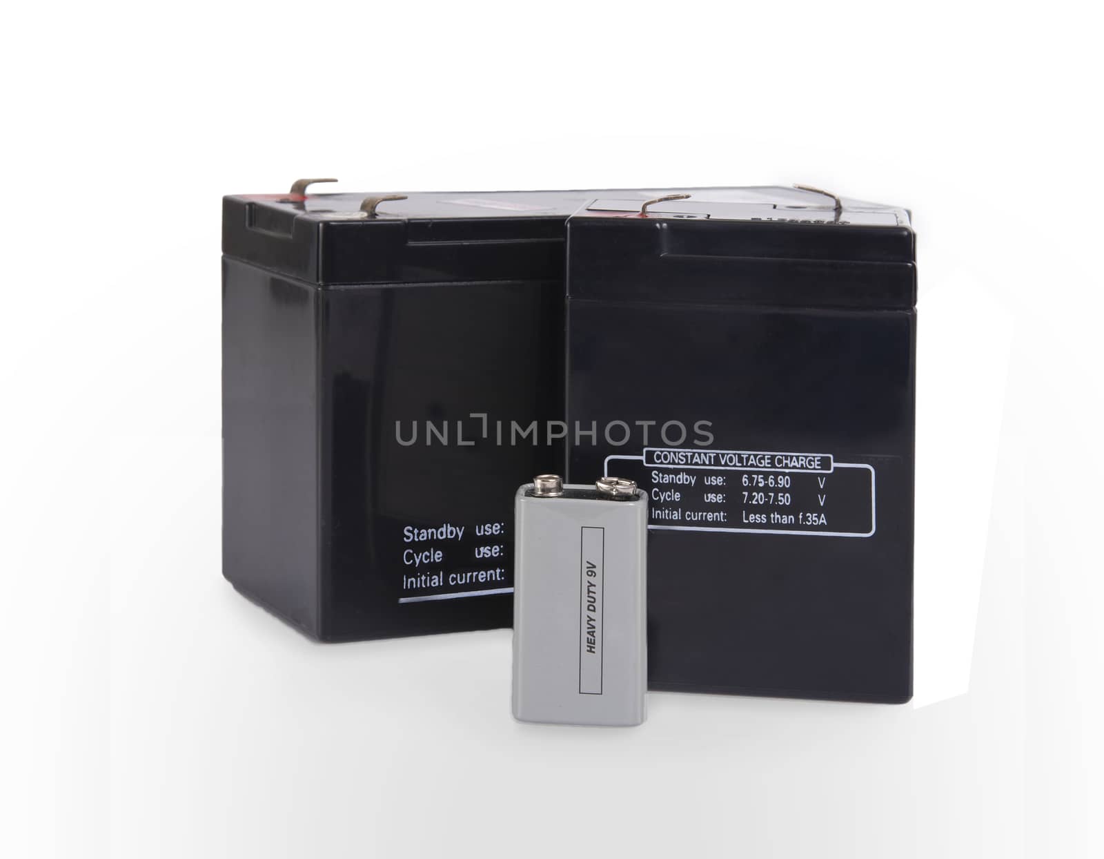 Three type of small battery on white background. by pandpstock_002