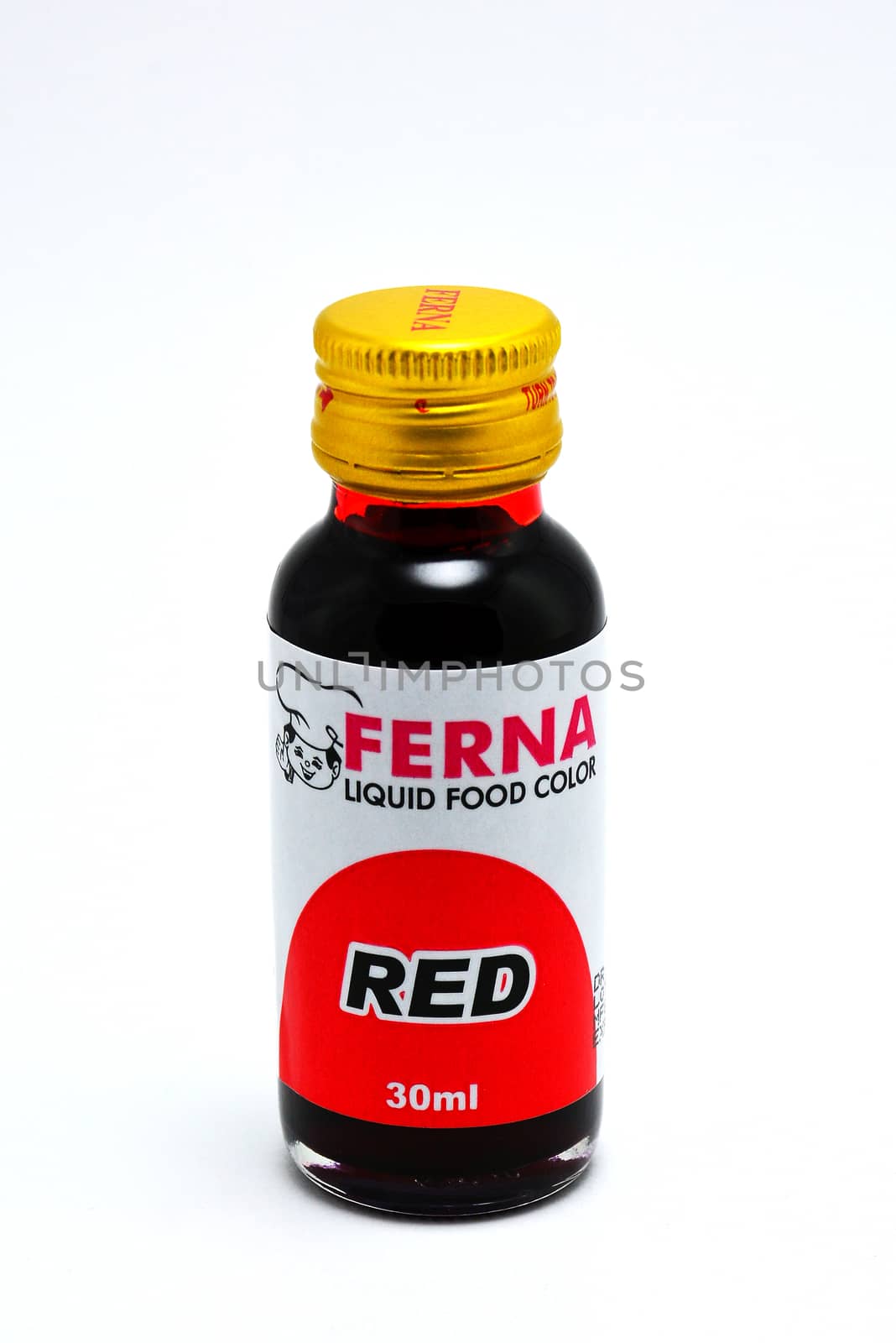 MANILA, PH - JULY 10 - Ferna red liquid food color bottle on July 10, 2020 in Manila, Philippines.