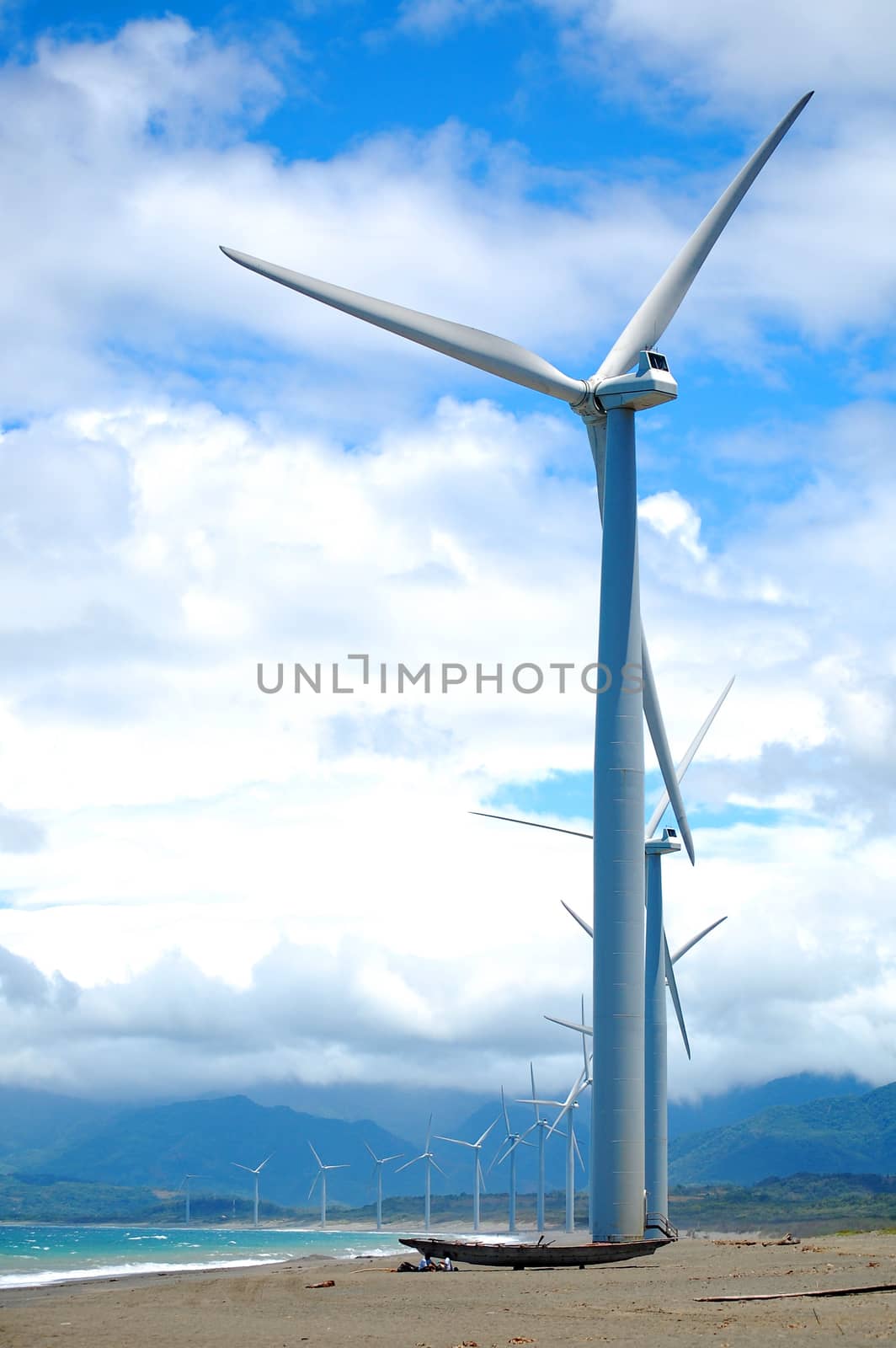 Bangui Wind Farm windmills in Ilocos Norte, Philippines