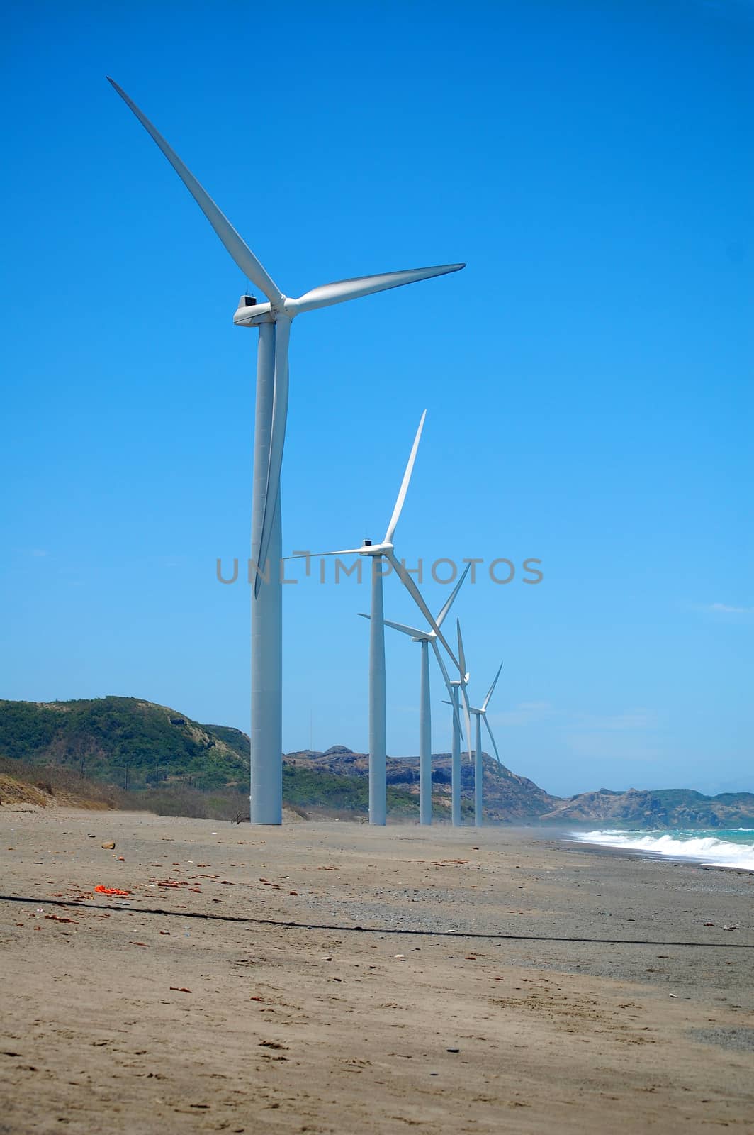 Bangui Wind Farm windmills in Ilocos Norte, Philippines