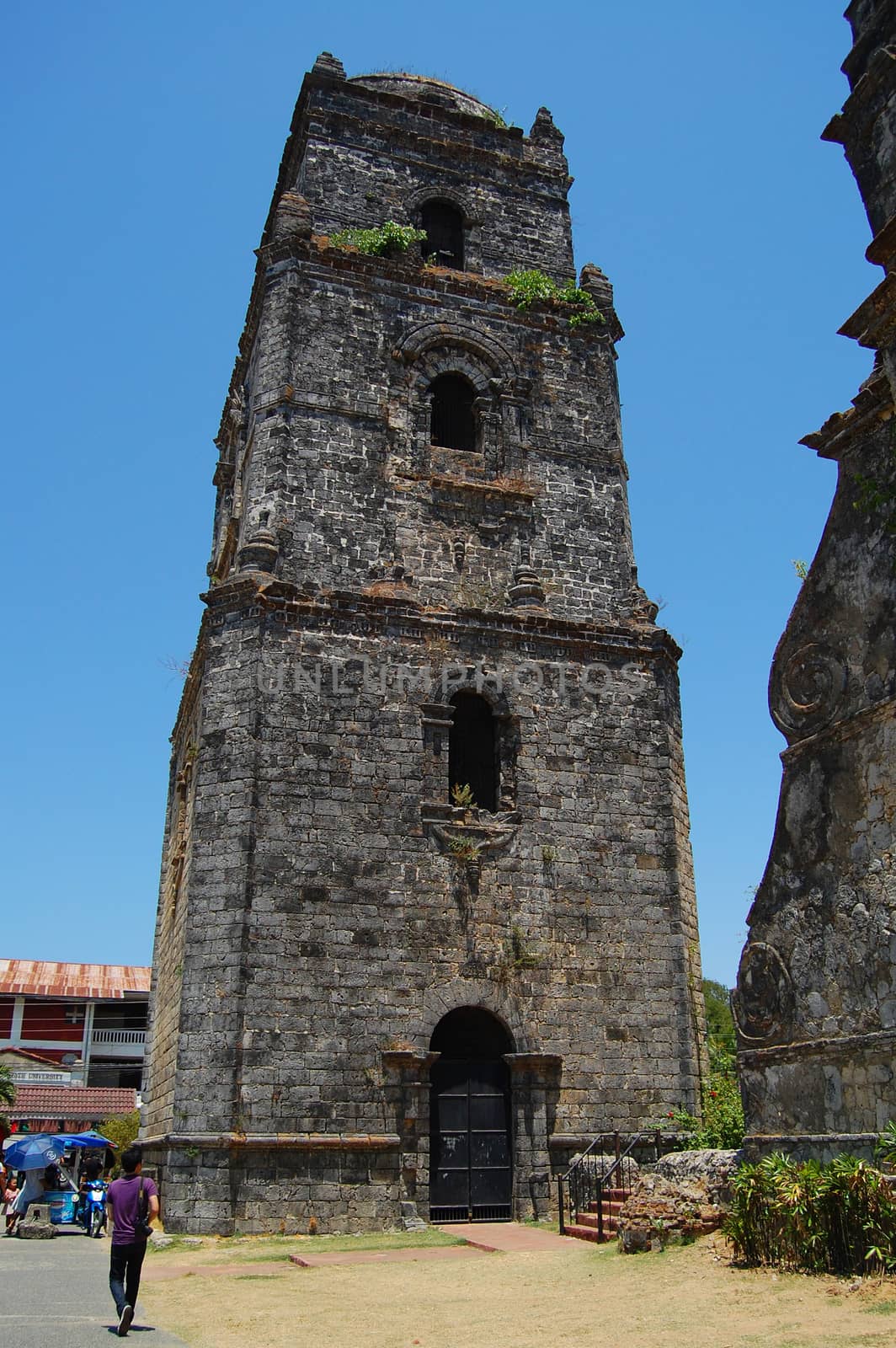 San Agustin Church of Paoay bell tower facade in Ilocos Norte, P by imwaltersy