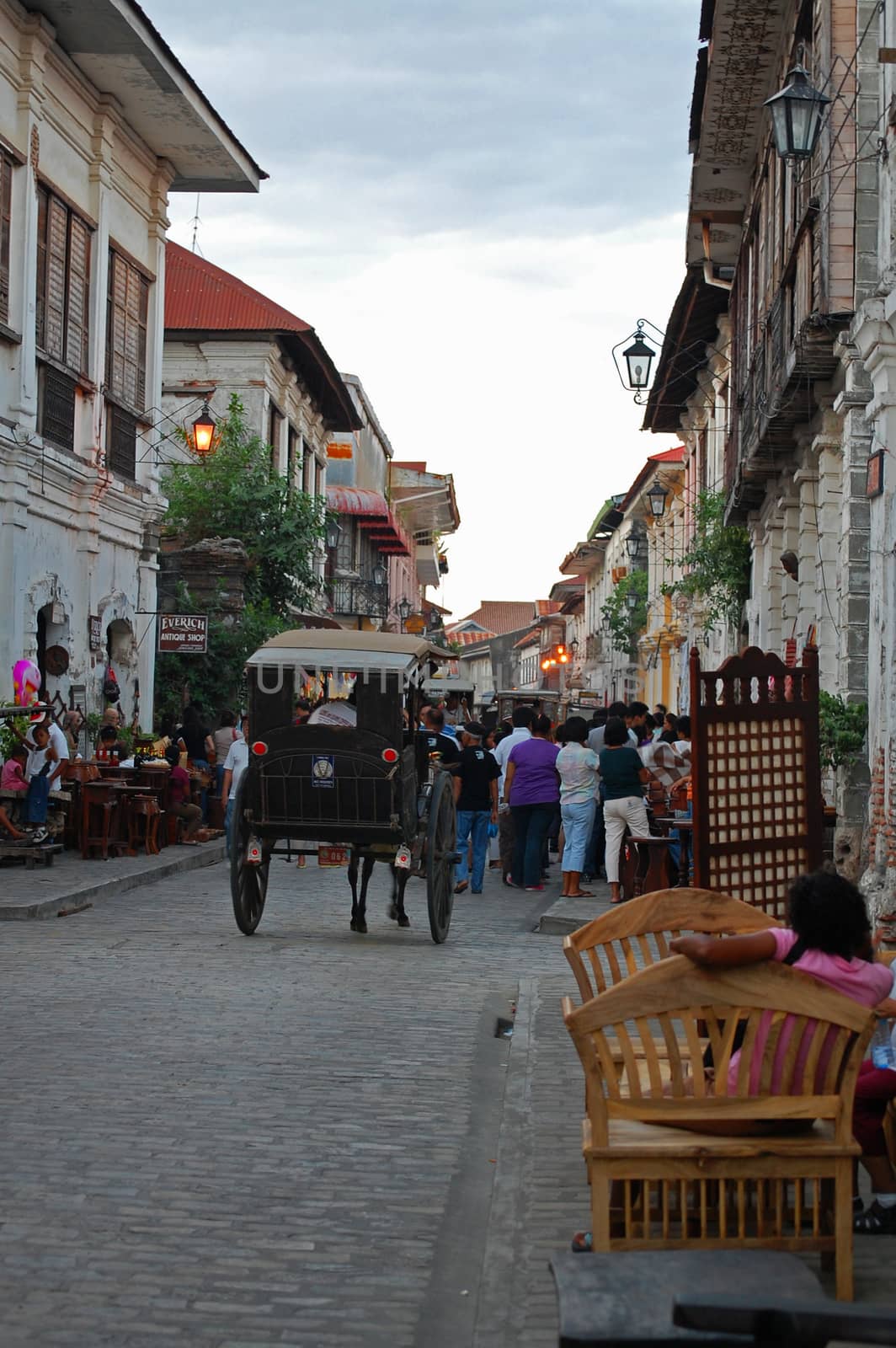 ILOCOS SUR, PH - APR. 10: Calle Crisologo at late afternoon on April 10, 2009 in Vigan, Ilocos Sur, Philippines.