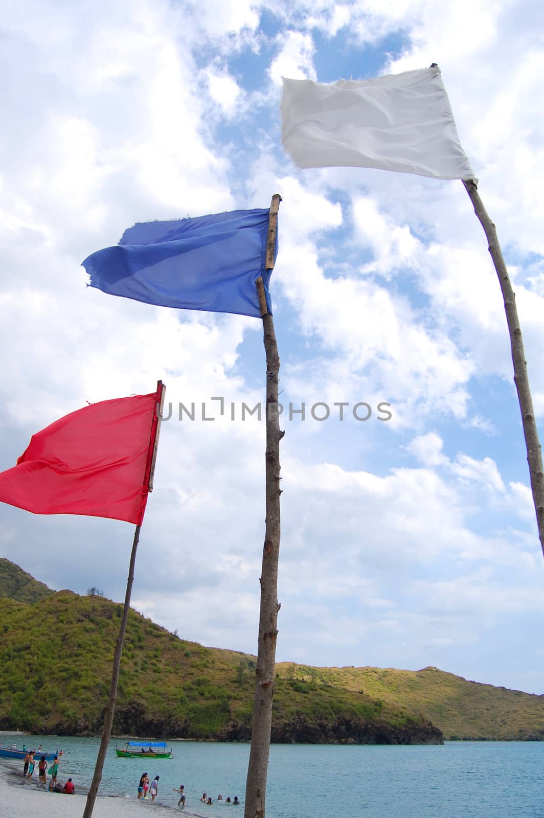 Anawangin Cove 3 marker flags in San Antonio, Zambales. by imwaltersy