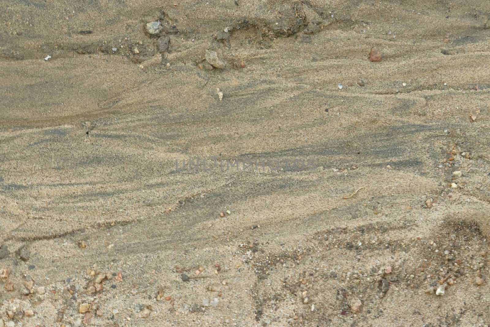 soft focus of Texture and pattern on the ground made after river water flows