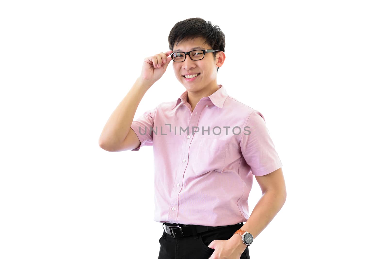 Asian young businessman has standing and planning for business g by animagesdesign