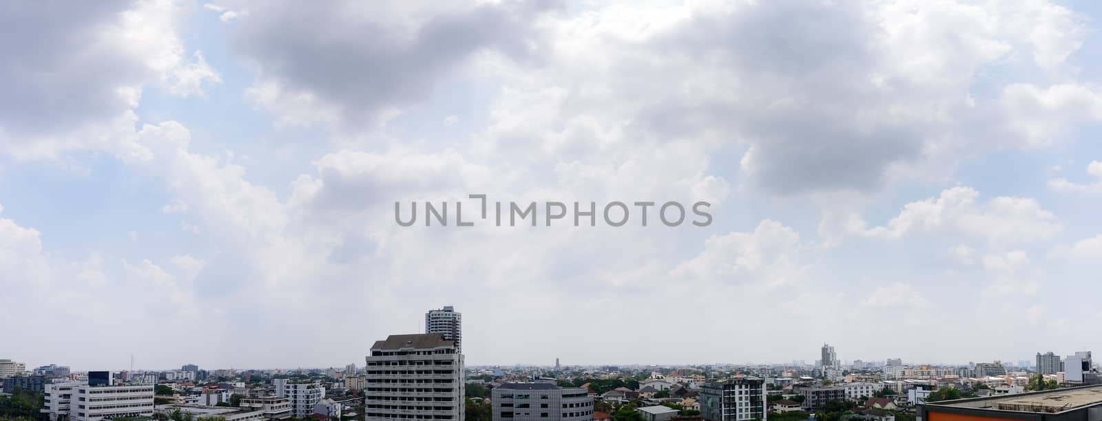 The nature of blue sky with cloudy and city in bangkok, thailand.