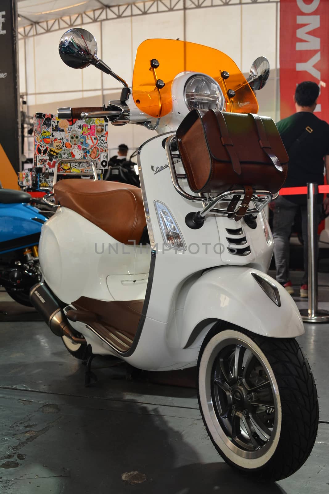 PASIG, PH - MAR. 7: Vespa motorcycle at 2nd Ride Ph on March 7, 2020 in Pasig, Philippines. Ride Ph is a motorcycle exhibit in the Philippines.