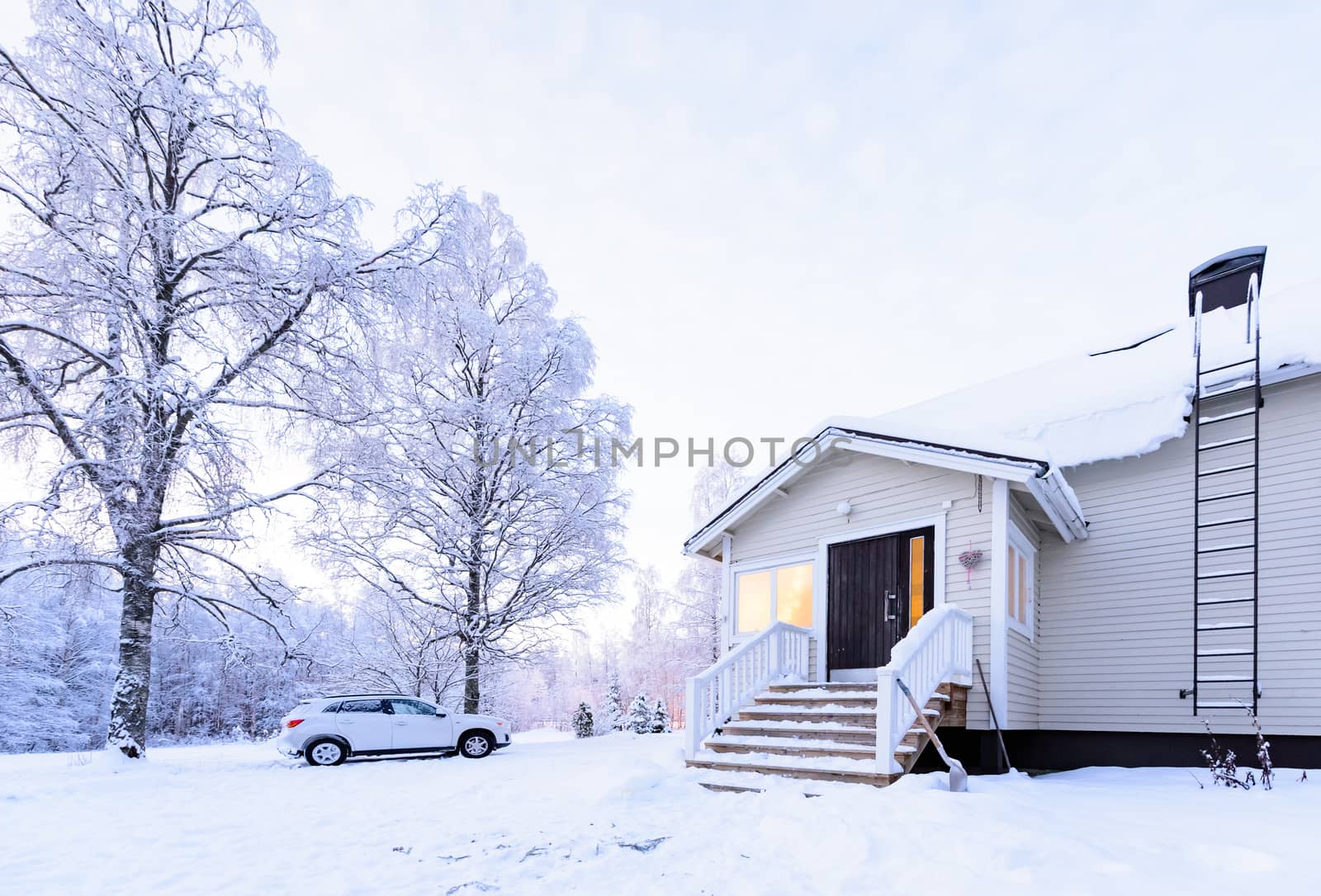 The house in the forest has covered with heavy snow in winter se by animagesdesign