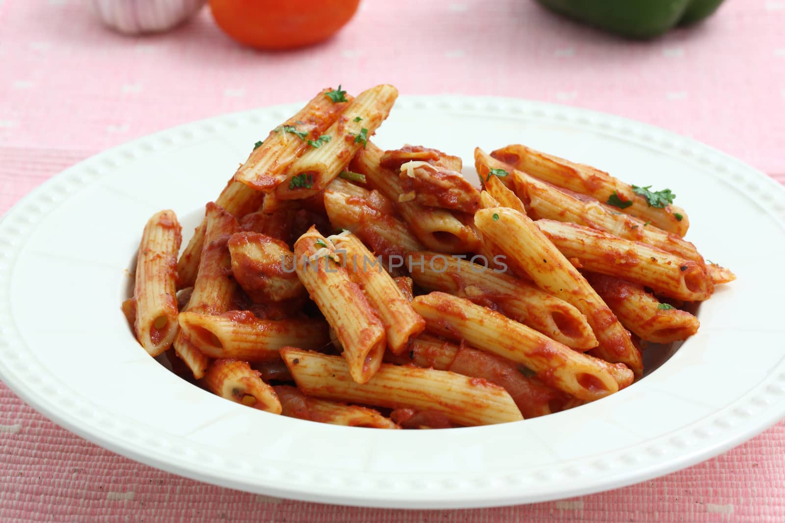 Pasta macaroni with tomato sauce  by piyato