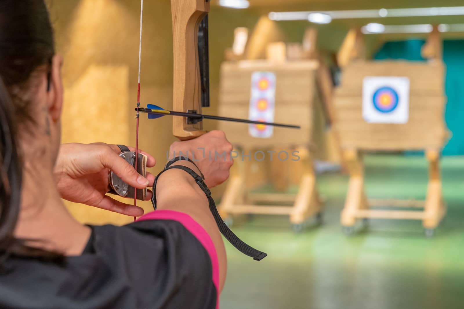 archery in the sports hall. Competition for the best shot an arrow into targets. tournament